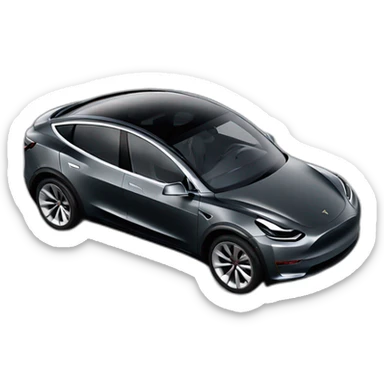 Dark Gray Tesla model y car with silver wheels sticker