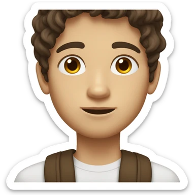 Teenager boy type mexican, White skin, with wavy brown hair (Which go down behind to the nape of the neck), Little bit dezoom sticker