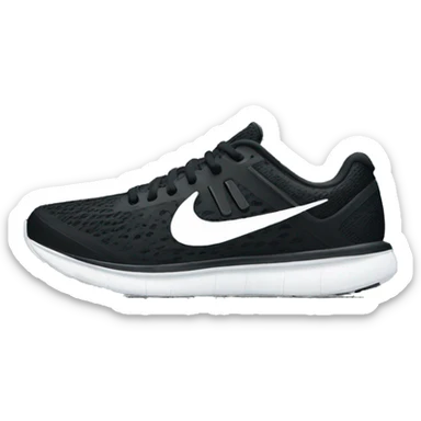 black nike running shoes white logo sticker