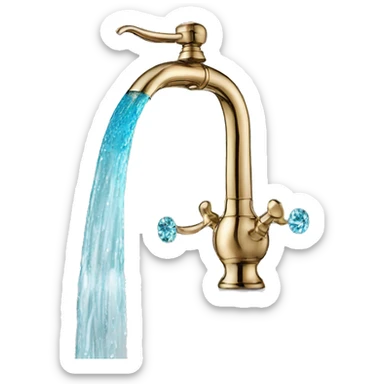 water flowing from tap into bejeweled glass  sticker