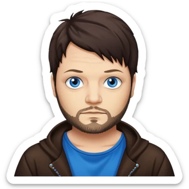 Bam Margera with dark brown hair, blue eyes sticker