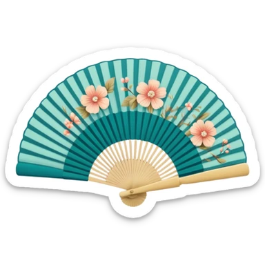 hand held ladies fan with accordian pleats sticker