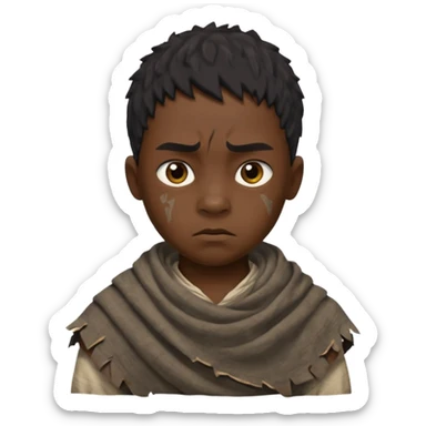 ancient black boy, tattered animal cloth sticker