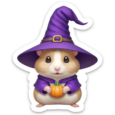 cute hamster wearing a purple witch hat sticker