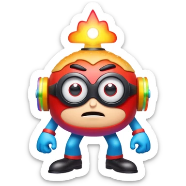 Deep fried super Mr super incredible with laser eyes moving but the image is rainbow epilepsy flashing lights and even the sound changed to distortion (⚠️❗️WARNING EPILEPSY WARNING!❗️⚠️) sticker