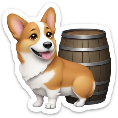 Corgi with barrel on neck sticker