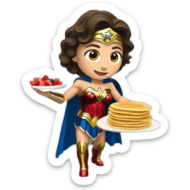 Wonder woman qui fait des crêpes sticker