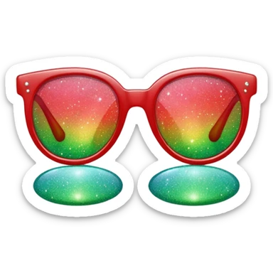 glitter red and green glasses vertically sticker