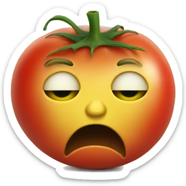 A yellow Sad face just hit by a tomato  sticker
