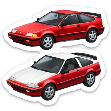 Red Honda crx with aluminum wheels  sticker