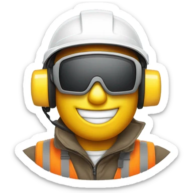 Bonhomme avec un casque de chantier avec logo SRE et des lunettes swag et un large sourire sticker