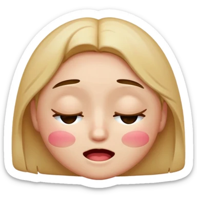 embarrassed, blushing, with closed eyes, and shaped like a traditional emoji sticker