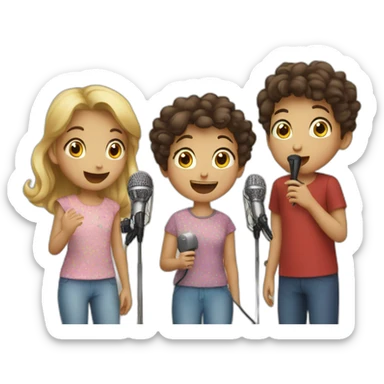 three children sing song with microphones sticker