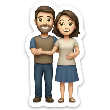 caucasian brunette couple hugging  sticker
