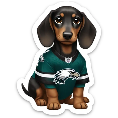 dash hound puppy wearing an eagles jersey  sticker