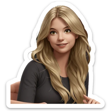 smiling girl with long blonde hair sticker