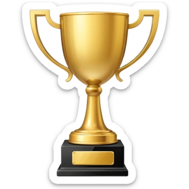 single golden winner trophy cup emoji, shiny metallic, minimal flat vector style, isolated on white background, no text, no watermark  sticker