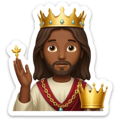 Dark skin Jesus Christ giving a crown away in hand sticker