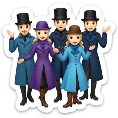 group of vistorian ice skaters ona  frozen lake sticker