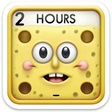 Create a sign that said 2 hours later with SpongeBob on it  sticker