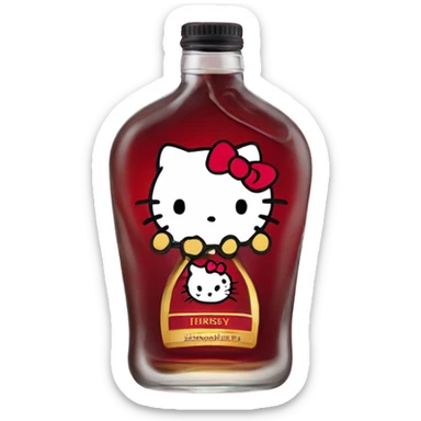 Hello kitty crying with tears holding Hennessy😭  sticker
