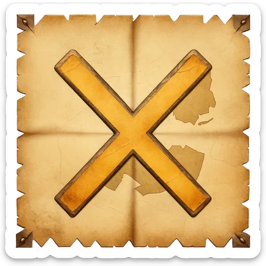 aged parchment map with X mark. sticker