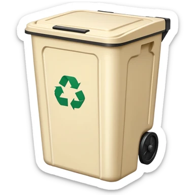 large realistic cream recycle bin with lid closed sticker