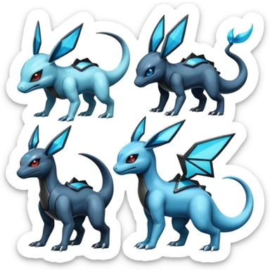 Shiny Futuristic Dusclops-Dusknoir-Salandit-Glaceon-Fakémon-hybrid-creature (full body)  sticker