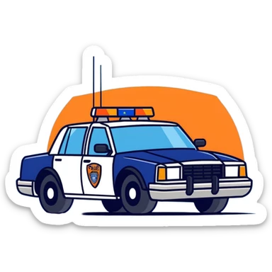 LSPD police car, cartoon style, blue color, with siren lights sticker