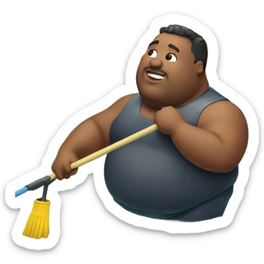 Fat guy cleaning a pool sticker