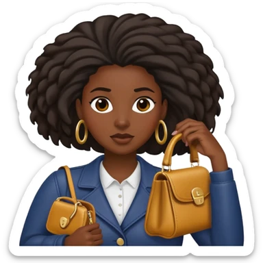 Black Women with a purse pushing her hair back  sticker