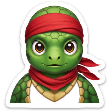 sea turtle wearing a red pirate scarf, portrait sticker