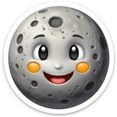 Mercury planet with a cute smiling face and crater details sticker