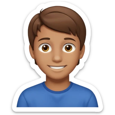 Illustrated emoji of a teen boy with brown hair and brown eyes sticker