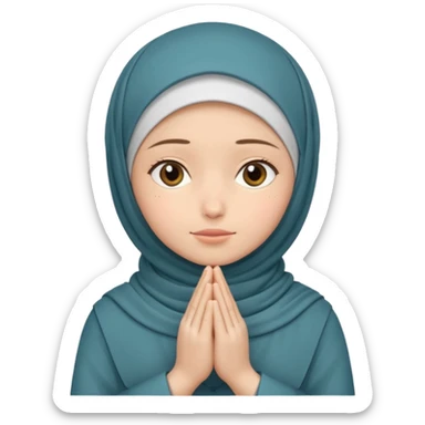 girl in a hijab is praying in the back of a prayer room. sticker