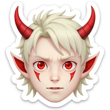 Anime devil boy with horns and red eyes sticker