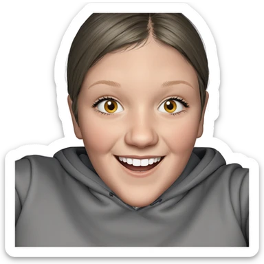 smiling girl in grey hoodie sticker