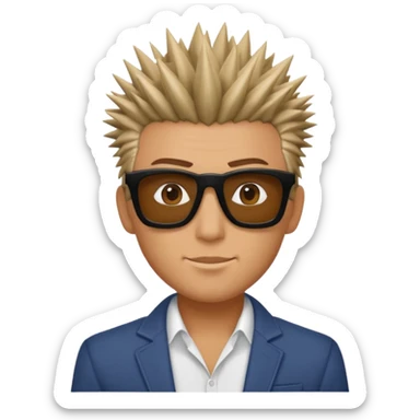fair man with spiky hair with square shades sticker