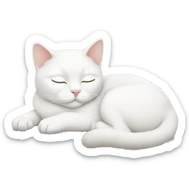 White cat laying down sleeping sticker