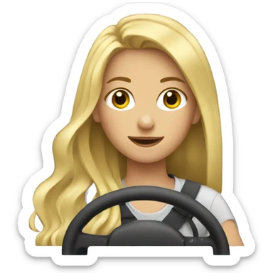 Girl with long blonde hair in a jeep sticker