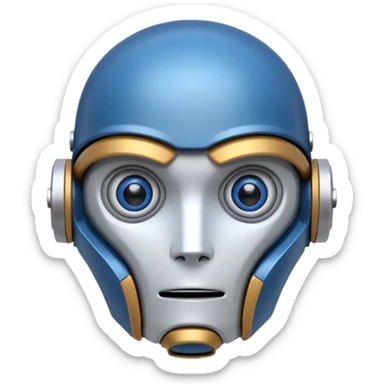 tête de robot cosmonaute bleu et blanc avec des yeux plié sticker