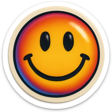 A smile emoji sticker in retro stickers style, with a vintage design and bright colors sticker