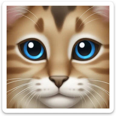 Cat with blue ocean eyes, with white, light brown and dark brown fur, and with black nose  sticker
