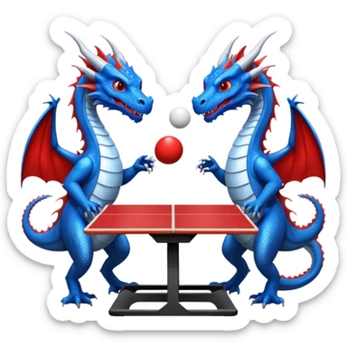 deux dragons qui jouent au ping pong sans la table sticker