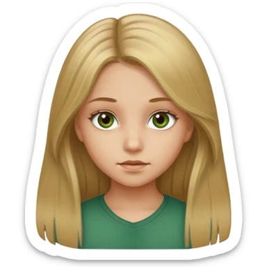 A young girl with long dirty blonde hair and hazel green eyes sticker