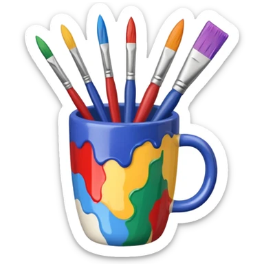 Cup with mixed paintbrushes sticker