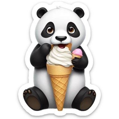Panda eating ice cream sticker