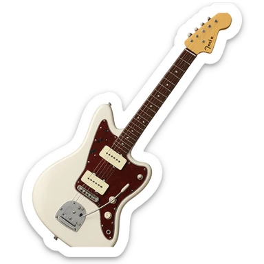 Olympic White Fender Jazzmaster guitar with classic tremolo bar sticker