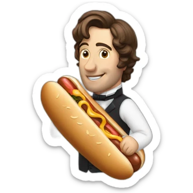 mr darcy eating a hotdog sticker