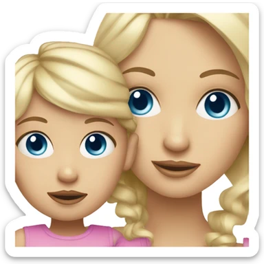 blue eyed mom blonde and daughter baby sticker